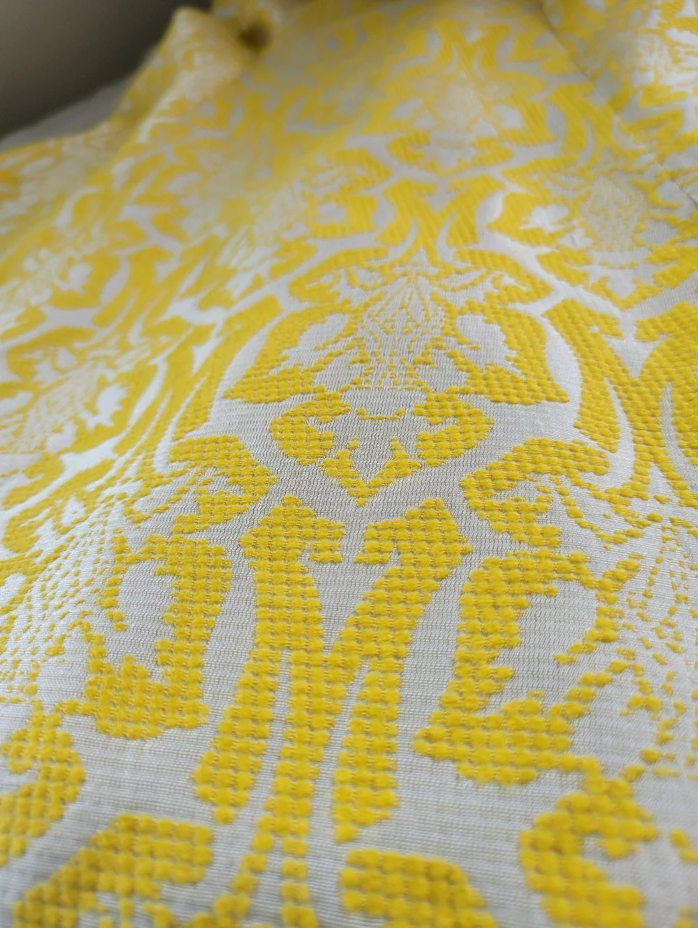 ✨️HP✨️Minuet | Yellow/White Damask Sleeveless Brocade Fit & Flare Dress (SIZE S) - Picture 10 of 15
